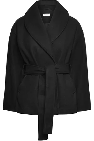 Gina Tricot Shawl Collar Short Coat Uldjakke Jakke Black