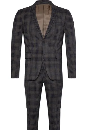 Lindbergh Checked Stretch Suit Habit Brown