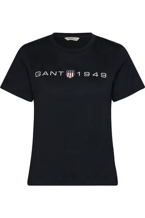 GANT Reg Printed Graphic T-Shirt Tops T-shirts & Tops Short-sleeved Black