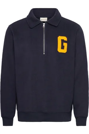 GANT Graphic Fleece Half Zip Tops Knitwear Half Zip Jumpers Navy