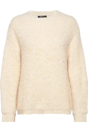 Gina Tricot Boucle Knitted Sweater Tops Knitwear Jumpers Cream