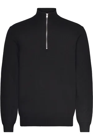 Lindbergh Ecovero Half Zip Knit Tops Knitwear Half Zip Jumpers Black