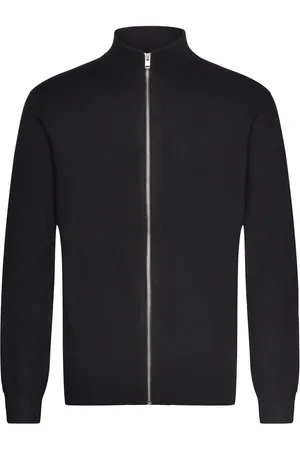 Lindbergh Ecovero Zip Cardigan Tops Knitwear Full Zip Jumpers Black