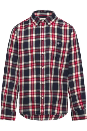 GANT Checked Flannel Bd Shirt Tops Shirts Long-sleeved Shirts Navy