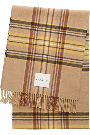 GANT Tartan Check Cashmere Blend Scarf Accessories Scarves Winter Scarves Beige