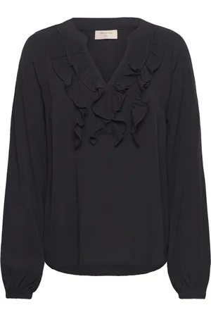 Freequent Fqbluma-Blouse Tops Blouses Long-sleeved Black