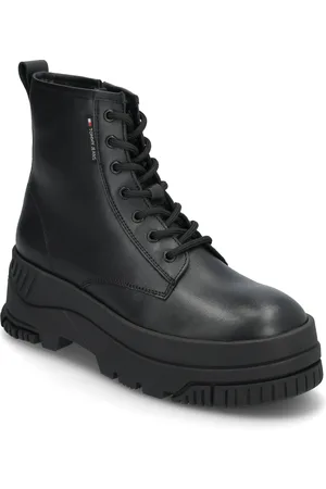 Tommy Hilfiger Tjw Lace Up Flatform Boot Shoes Boots Ankle Boots Ankle Boots Flat Heel Black