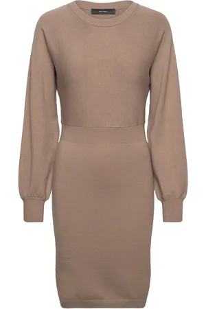 VERO MODA Vmhollykaris Ls O-Neck Dress Ga Boo Dresses Knitted Dresses Beige