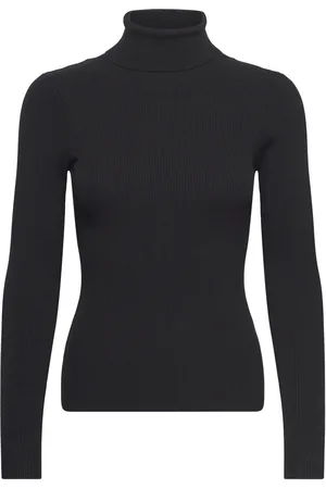 A-View Rib Rollneck Blouse Tops Knitwear Turtleneck Black