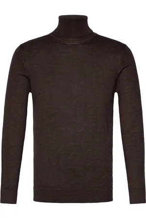 Lindbergh Merino Knit Roll-Neck Tops Knitwear Turtlenecks Brown