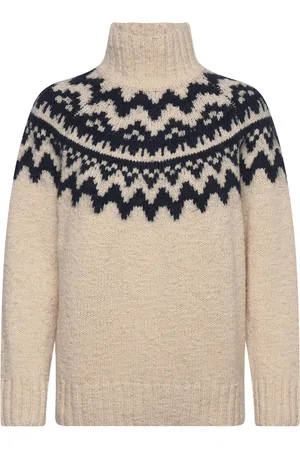 GANT Fair Isle Stand Collar Tops Knitwear Turtleneck Beige