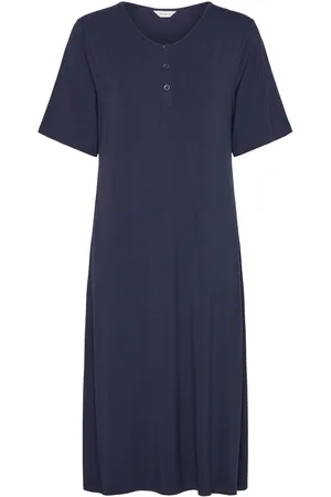 Lady Avenue Bamboo Long Nightdress, Short Sleev Nattøj Navy