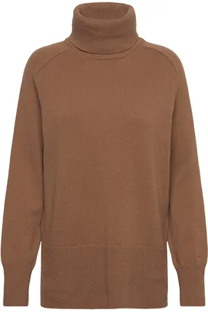 GANT Herringb Detail Rollneck Tops Knitwear Turtleneck Brown