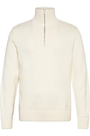 JACK & JONES Jorfrederiksberg Knit Half Zip Tops Knitwear Half Zip Jumpers White Jack & J S