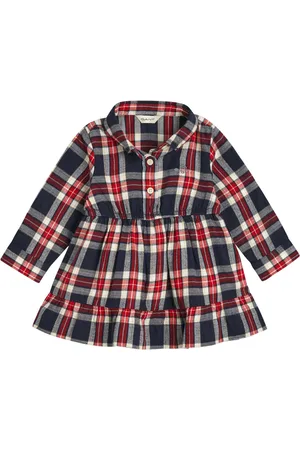 GANT Checked Flannel Bd Shirt Dress Dresses & Skirts Dresses Baby Dresses Long-sleeved Baby Dresses Red