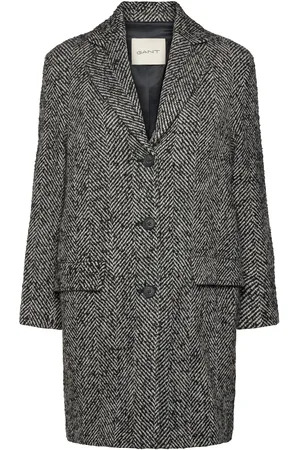 GANT Heritage Herringb Coat Outerwear Coats Winter Coats Black