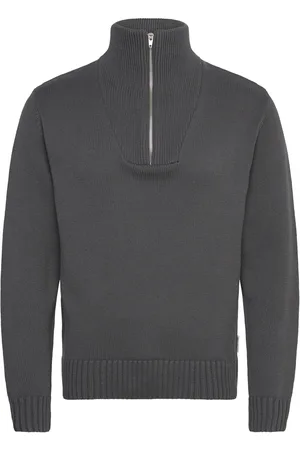 JACK & JONES Jorfrederiksberg Knit Half Zip Tops Knitwear Half Zip Jumpers Grey Jack & J S