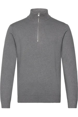Lindbergh Ecovero Half Zip Knit Tops Knitwear Half Zip Jumpers Grey