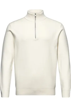 Lindbergh Ecovero Half Zip Knit Tops Knitwear Half Zip Jumpers White