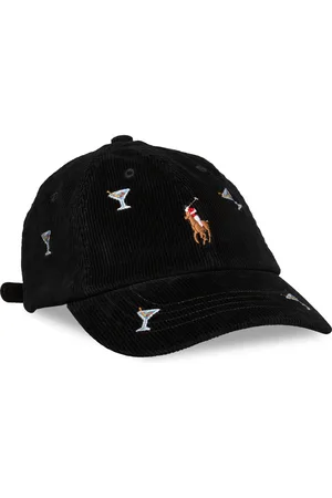 Ralph Lauren Embroidered Corduroy Ball Cap Accessories Headwear Caps Black