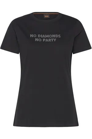 HUGO BOSS C_Elogo_Crystal Tops T-shirts & Tops Short-sleeved Black