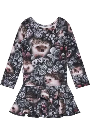Gugguu Print Frilla Dress Dresses & Skirts Dresses Casual Dresses Long-sleeved Casual Dresses Black