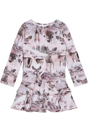 Gugguu Print Frilla Dress Dresses & Skirts Dresses Casual Dresses Long-sleeved Casual Dresses Pink