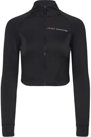 Juicy Couture Morgan Cherub Velour Tracktop Tops Crop Tops Long-sleeved Crop Tops Black