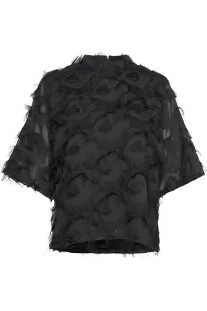 Minus Msmaica High Neck Blouse Tops Blouses Short-sleeved Black