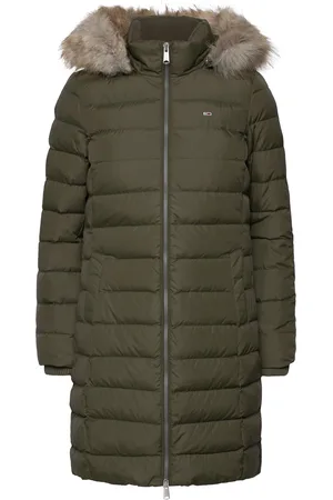 Tommy Hilfiger Tjw Essential Hooded Down Coat Foret Jakke Khaki Green
