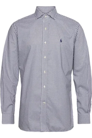 Ralph Lauren Custom Fit Checked Poplin Shirt Tops Shirts Business Navy