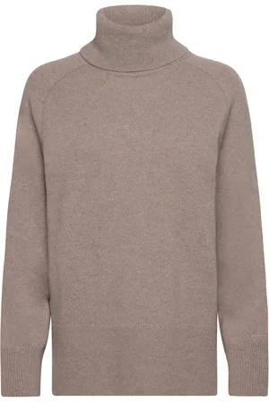 GANT Herringb Detail Rollneck Tops Knitwear Turtleneck Beige