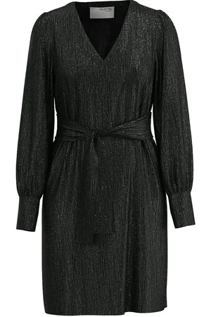 SELECTED Slfanita Agnethe Ls Short Dress Kort Kjole Black