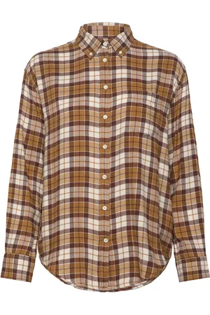 GANT Rel Checked Flannel Bd Shirt Tops Shirts Long-sleeved Brown