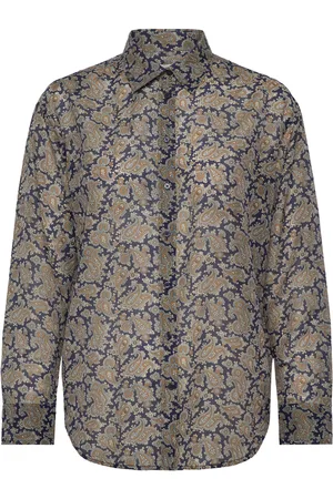 GANT Rel Paisley Cot Silk Shirt Tops Shirts Long-sleeved Navy