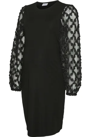 Mama;licious Mlpaula Ls Jrs Abk Dress Knælang Kjole Black