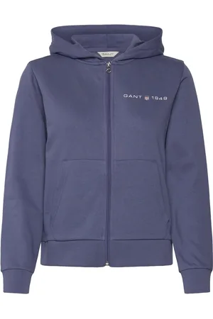 GANT Reg Printed Graphic Zip Hood Tops Sweatshirts & Hoodies Hoodies Blue