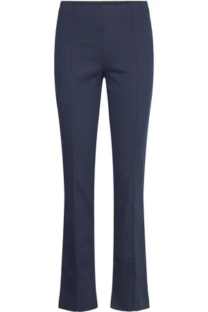 Monki Regular Waist Press Crease Trousers Bottoms Trousers Slim Fit Trousers Navy