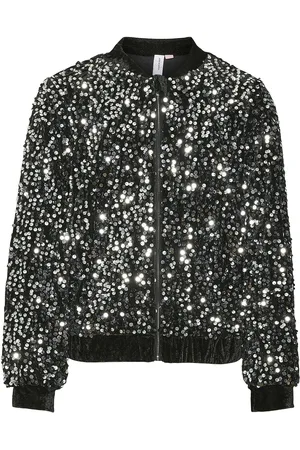 VERO MODA Vmbella Sequin Bomber Jrs Girl Skaljakke Outdoorjakke Black