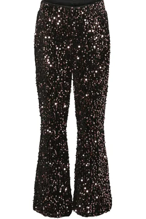 VERO MODA Vmbella Sequins Hw Flared Pant Jrs Girl Bottoms Trousers Black