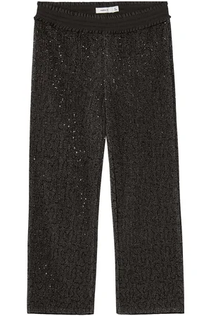 NAME IT Nkfrunic Sequin Wide Pant Bottoms Trousers Black