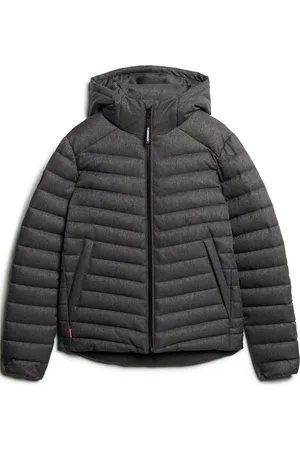 Superdry Hooded Tweed Fuji Padded Jkt Foret Jakke Grey