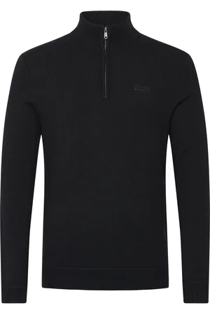 Superdry Essential Emb Knit Half Zip Tops Knitwear Half Zip Jumpers Black