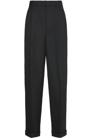 Ralph Lauren Wool Wide-Leg Tuxedo Pant Bottoms Trousers Wide Leg Black