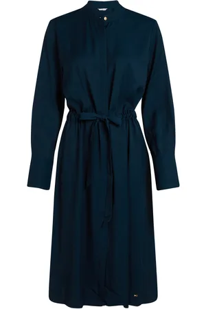 Tommy Hilfiger Soft Vis Colarless Shirt Dress Knælang Kjole Navy