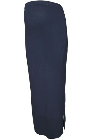 Mama;licious Mljacina Knit Midi Skirt Hw Skirts Knee-length & Midi Skirts Navy