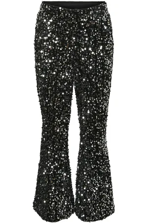 VERO MODA Vmbella Sequins Hw Flared Pant Jrs Girl Bottoms Trousers Black