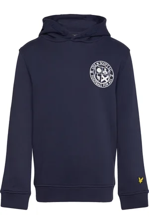 Lyle & Scott Football Logo Hoodie Tops Sweatshirts & Hoodies Hoodies Navy