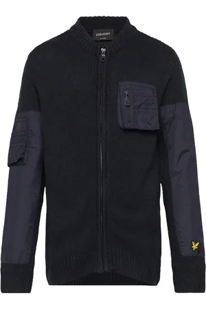Lyle & Scott Tonal Nylon Trim Cardigan Tops Knitwear Cardigans Navy