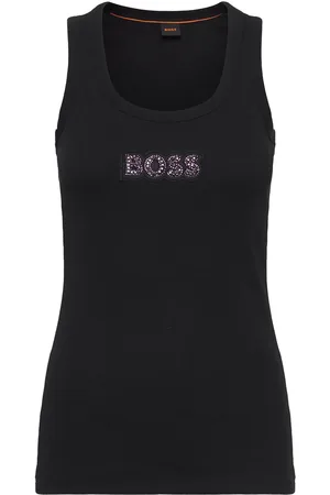 HUGO BOSS C_Ematite_St Badge Tops T-shirts & Tops Sleeveless Black